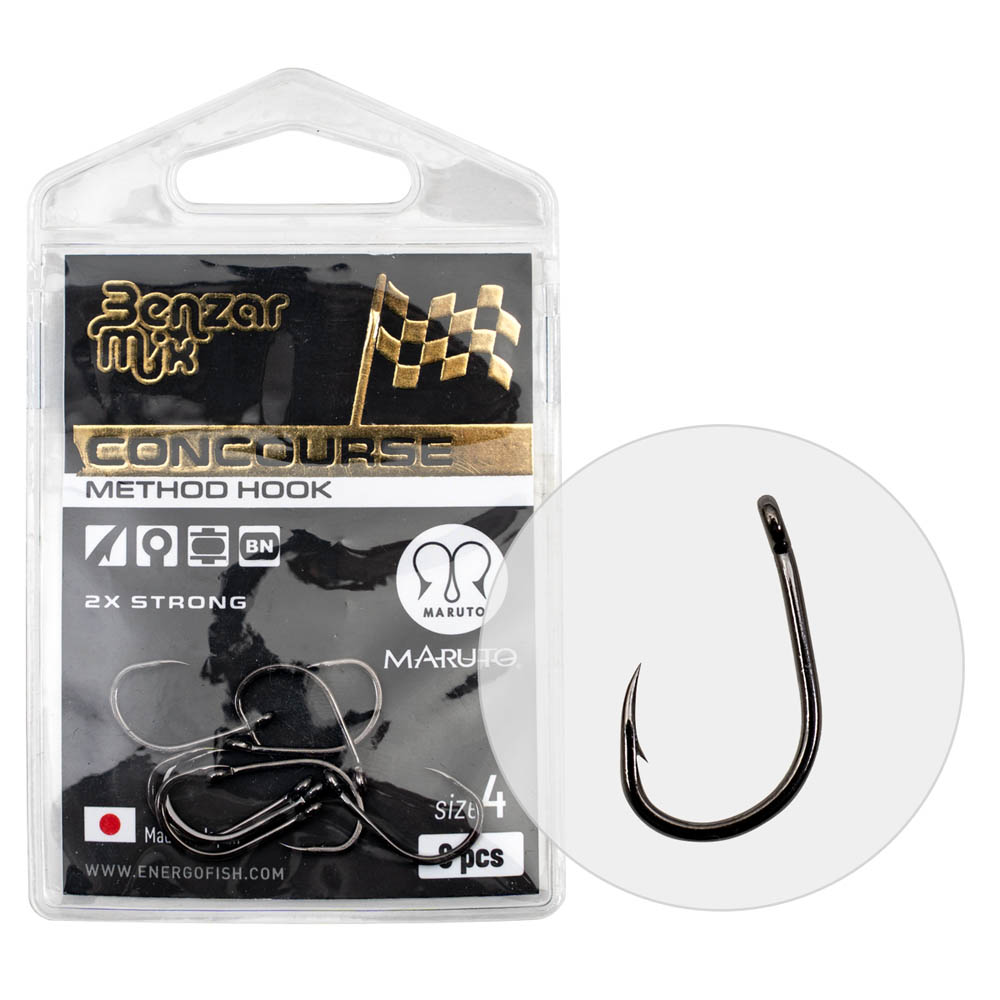 Benzar Concourse Method Strong 2X Hook, Size 4, 6, 8, 10 - Oz Fin Chasers